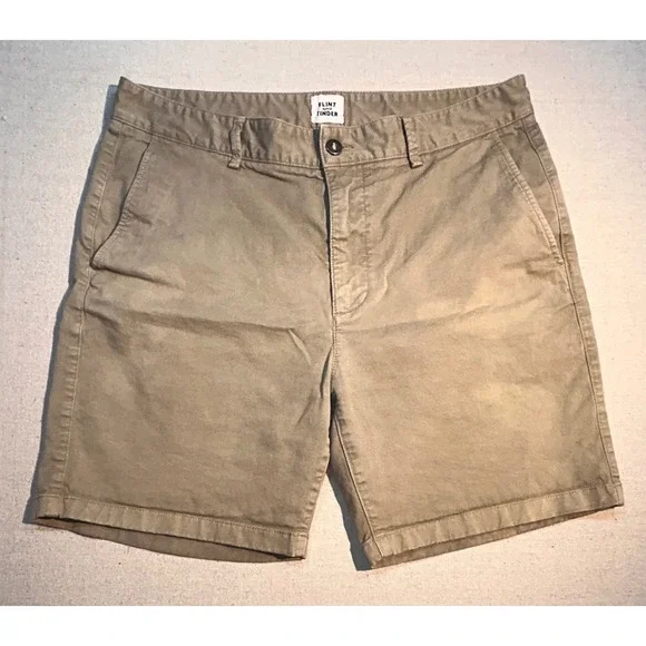 Flint and Tinder 365 Shorts Mens 33 Tan Khaki Stretch Chino Cotton FADIG - Picture 1 of 7
